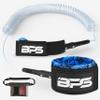BPS 'Storm' Premium Coiled SUP Paddle Board Leash with Waterproof Waist Bag - 10 Foot Surfboard Leash with Triple Rail Savers and Double Stainless Steel Swivels (Koru Light Blue) view 1