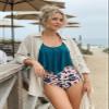 Edelqual Tankini Swimsuits for Women Plus Size Tummy Control Bathing Suit Two Piece Top Modest Full Coverage High Waisted Bikini Bottom Swimwear Set(Dark Green L) view 2