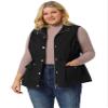 Agnes Orinda Women's Plus Size Utility Vest Stand Collar Cargo Pocket Drawstring Waist Sleeveless Jacket 1X Black view 3