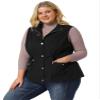Agnes Orinda Women's Plus Size Utility Vest Stand Collar Cargo Pocket Drawstring Waist Sleeveless Jacket 1X Black view 4