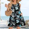 Black and Blue Dresses for Women Summer Beach Sleeveless Sundress Pockets Swing Casual Loose Tshirt Dress(Floral, S) view 2
