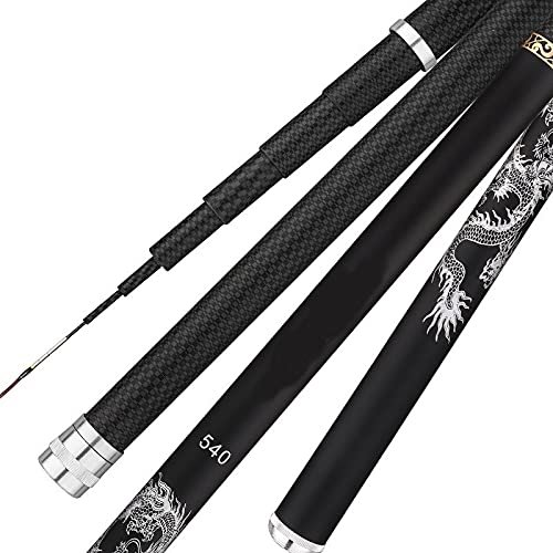 DKEKE Ultra Light Telescopic Fishing Rod Portable Casting Rods 3.6m/4.5m/5.4m/6.3m/7.2m High Carbon Fiber Carp Stream Feeder DKEKE (Color : Black, Length : 9m Gift)