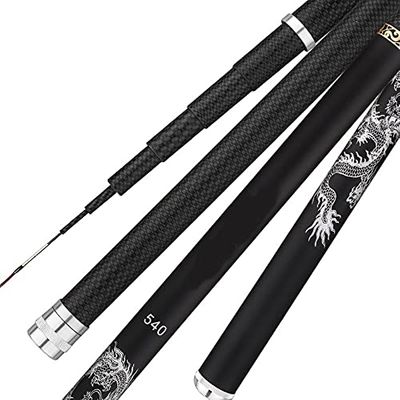 DKEKE Ultra Light Telescopic Fishing Rod Portable Casting Rods 3.6m/4.5m/5.4m/6.3m/7.2m High Carbon Fiber Carp Stream Feeder DKEKE (Color : Black, Length : 3.6m Gift)