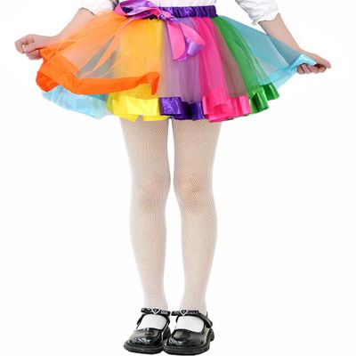 VINICUNCA Girls Fishnet Stockings for Princess Dress High Waist Mesh Tights Cute Pattern Knit Socks (7-14 Years, White-mini Grid)