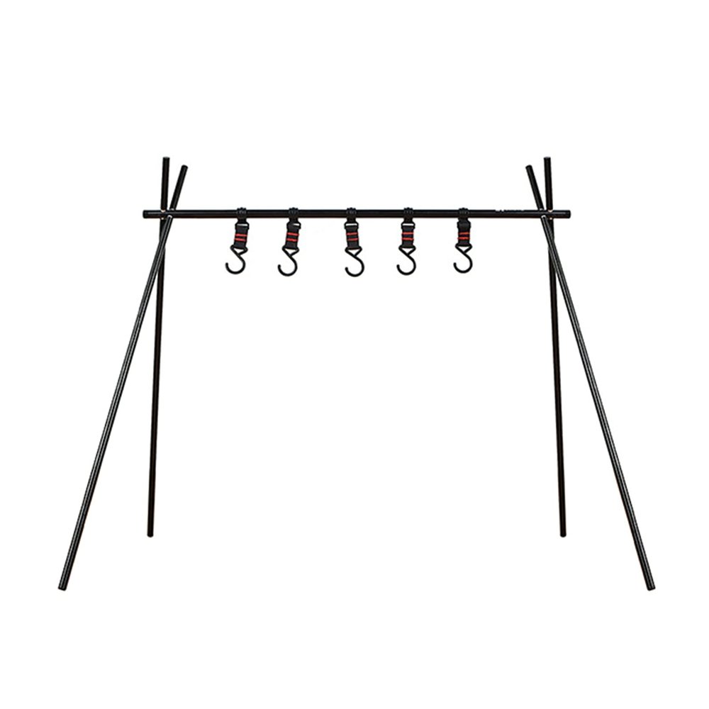 UNISTRENGH Camping Hanging Rack Multifunction Triangle Storage Rack Portable Outdoor Picnic Rack (Black, Small(29.33''H x 34.45''W))