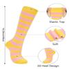 Century Star Knee High Striped Socks for Women - Long Thin Tube Sports Socks Tall Stockings ,1 Pack Yellow Pink Stripes view 3