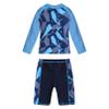 Moily Kids Boys 2PCS Shark Swimsuit UPF 50+ Rash Guard Swimwear Long Sleeves Shirts Top with Shorts Set Navy Blue Shark 5-6 Years view 2
