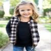 Ivay Girls Buffalo Cotton Plaid Quilted Vest Cute Puff Lined Gilet (8T/140cm, White-Black) view 2
