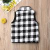 Ivay Girls Buffalo Cotton Plaid Quilted Vest Cute Puff Lined Gilet (8T/140cm, White-Black) view 4