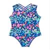 Hansber Kids Girls One Piece Tankini Swimsuit Bohemian Printed Swimwear Spaghetti Straps Tanks Bathing Suit Leopard A 14 view 1