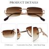 SDINM Rimless Sunglasses for Men Women Fashion Small Narrow Rectangle Sun Glasses Shades 90s Eyewear view 4