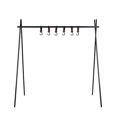 UNISTRENGH Camping Hanging Rack Multifunction Triangle Storage Rack Portable Outdoor Picnic Rack (Black, Large(41.73''H x 37.6''W))