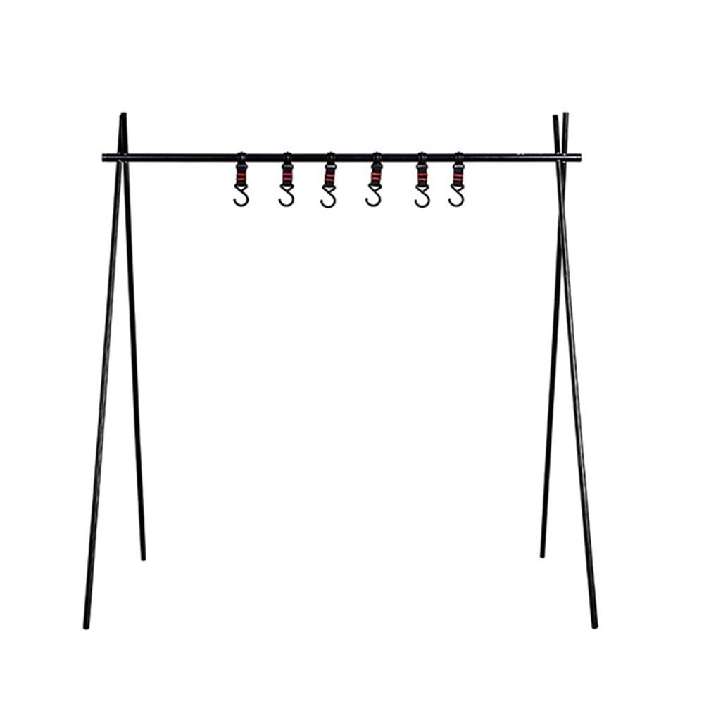 UNISTRENGH Camping Hanging Rack Multifunction Triangle Storage Rack Portable Outdoor Picnic Rack (Black, Large(41.73''H x 37.6''W))