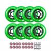 Rollerex VXT500 Inline Skate Wheels  8-Pack with Bearings, Spacers and Washers - Durable Replacement Roller Blade Wheels for Indoor & Outdoor Skating (76mm, Turf Green) view 1