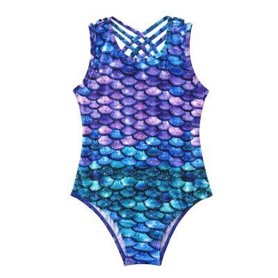 Moily Kdis Girls Camisole Gymnastics Leotards Criss Cross Back Ballet Dance Athletic Tank Tops Colorful Fish Scales 14 Years