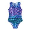 Moily Kdis Girls Camisole Gymnastics Leotards Criss Cross Back Ballet Dance Athletic Tank Tops Colorful Fish Scales 14 Years view 1