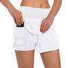 Ksmien Women's 2 in 1 Running Shorts - Lightweight Athletic Workout Gym Yoga Shorts Liner with Phone Pockets White view 1