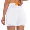 Ksmien Women's 2 in 1 Running Shorts - Lightweight Athletic Workout Gym Yoga Shorts Liner with Phone Pockets White view 2