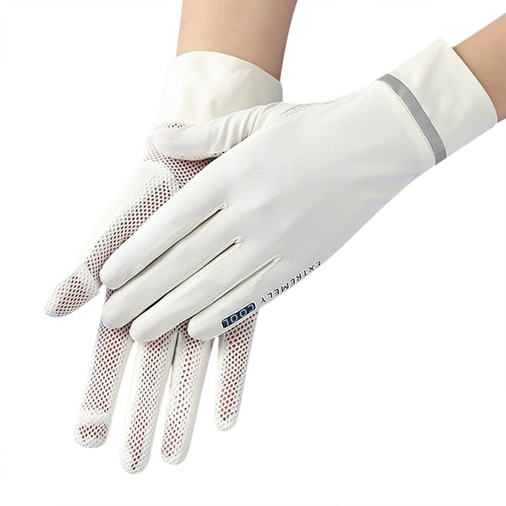 BXT Women UV Mesh Sun Gloves Anti-Skid Driving Touch Screen Summer Cool Sun Protection Cycling Riding Breathable Full Finger Sunblock Gloves Outdoor Sunscreen for Women Girls