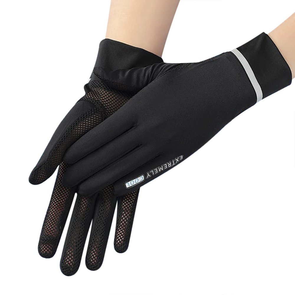 BXT Women UV Mesh Sun Gloves Anti-Skid Driving Touch Screen Summer Cool Sun Protection Cycling Riding Breathable Full Finger Sunblock Gloves Outdoor Sunscreen for Women Girls