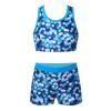 Choomomo Kids Girls Two Pieces Dance Outfit Criss Cross Back Crop Top with Booty Shorts Swimwear Blue#2 14 Years view 1