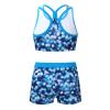 Choomomo Kids Girls Two Pieces Dance Outfit Criss Cross Back Crop Top with Booty Shorts Swimwear Blue#2 14 Years view 4
