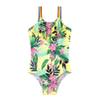 YONGHS Kids Girls Cute Swimsuit Floral Bikini Romper Strapped Ruffle Swimwear One Piece Bathing Suit Yellow 6 Years view 3