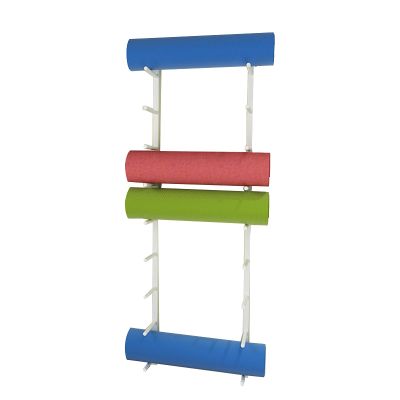 JLXJ Metal Wall Organizer Rack for Yoga Mat/Foam Roller/Exercise Mat, 9 Tier Multi-Purpose Bath Towels Holder for Fitness Class Or Home Gym (Color : White)
