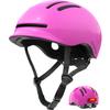 Bike Helmets for Adults Men Women,Mens/Womens Cool Bicycle Helmet with Magnetic Rear LED Light,Youth Boys/Girls Helmet (Shiny Rose Pink,M) view 1