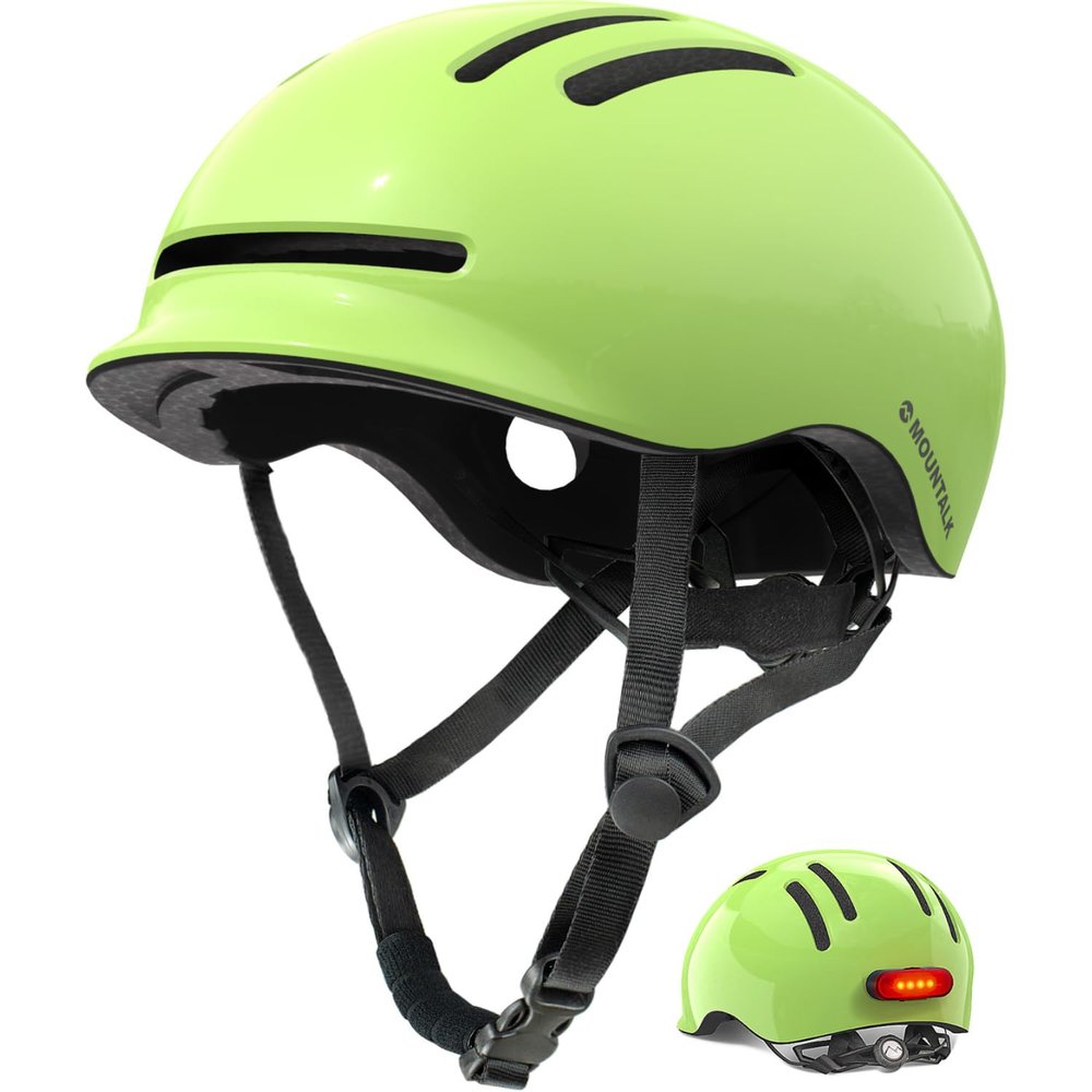 Bike Helmets for Adults Men Women,Mens/Womens Cool Bicycle Helmet with Magnetic Rear LED Light, (Shiny Lime,L)