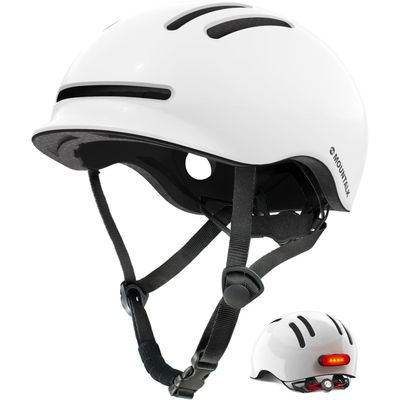 Bike Helmets for Adults Men Women,Mens/Womens Cool Bicycle Helmet with Magnetic Rear LED Light (Shiny White,L)