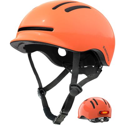 Bike Helmets for Adults Men Women,Mens/Womens Cool Bicycle Helmet with Magnetic Rear LED Light,Youth Boys/Girls Helmet (Shiny Orange,M)