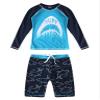 Hansber Kids Boys Rash Guard 2 Pieces Swimsuits Kids Long Sleeve UV Sun Protection Bathing Suit Swimwear Sky Blue Shark 8-9 Years view 1
