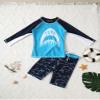 Hansber Kids Boys Rash Guard 2 Pieces Swimsuits Kids Long Sleeve UV Sun Protection Bathing Suit Swimwear Sky Blue Shark 8-9 Years view 3
