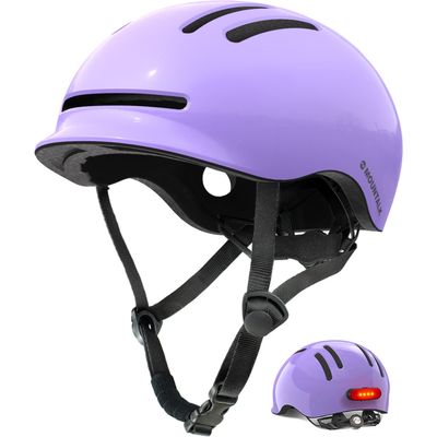 Bike Helmets for Adults Men Women,Mens Womens Cool Bicycle Helmet with Magnetic Rear LED Light,Youth Boys Girls Helmet (Shiny Purple,L)