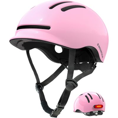 Bike Helmets for Adults Men Women,Mens/Womens/Youth Cool Bicycle Helmet with Magnetic Rear LED Light (Shiny Pink,L)