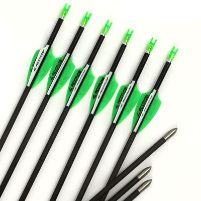 Spine 1300 Arrow 32 Inch Arrow Target Practice Arrow Hunting Arrow Carbon Arrows Compound Bow Recurve Bow Adult Youth Archery Indoor Outdoor Shooting Bullet Tip 12pc