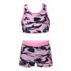 Choomomo Kids Girls Two Pieces Dance Outfit Criss Cross Back Crop Top with Booty Shorts Swimwear Pink 14 Years view 1