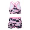 Choomomo Kids Girls Two Pieces Dance Outfit Criss Cross Back Crop Top with Booty Shorts Swimwear Pink 14 Years view 2