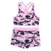 Choomomo Kids Girls Two Pieces Dance Outfit Criss Cross Back Crop Top with Booty Shorts Swimwear Pink 14 Years view 3