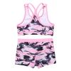 Choomomo Kids Girls Two Pieces Dance Outfit Criss Cross Back Crop Top with Booty Shorts Swimwear Pink 14 Years view 4
