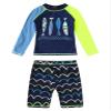 Hansber Kids Boys Rash Guard 2 Pieces Swimsuits Kids Long Sleeve UV Sun Protection Bathing Suit Swimwear Navy Blue Fish 6-8 Years view 1