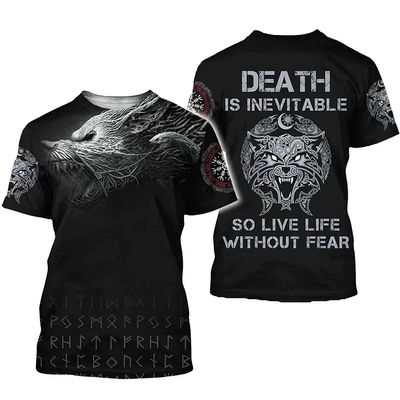 WDBAYXH Norse Viking 3D Print Tank Top Set, Fenrir Wolf Sleeveless Tee, Summer Mesh Quick Dry Workout T-Shirts Fitness Vest Athletic Shorts, Celtic Pagan Streetwear Tops,T Shirts,4XL