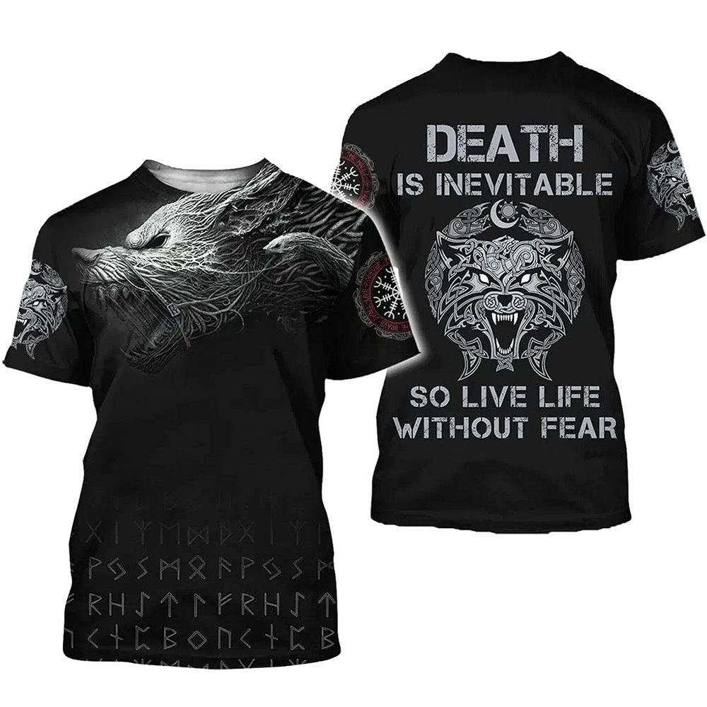 WDBAYXH Norse Viking 3D Print Tank Top Set, Fenrir Wolf Sleeveless Tee, Summer Mesh Quick Dry Workout T-Shirts Fitness Vest Athletic Shorts, Celtic Pagan Streetwear Tops,T Shirts,4XL