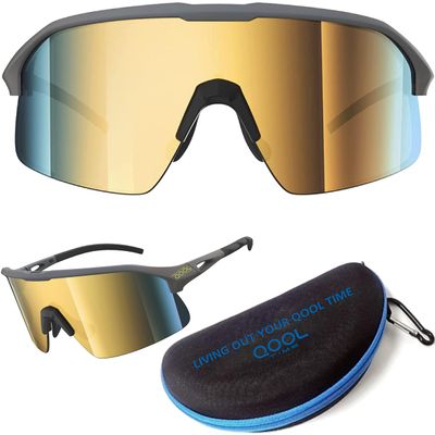 Living out your qool time Polarized Wrap Around shield cycling Sunglasses Men Women Golfing ski Triathlon Volleyball Running Baseball Padel Tennis 118