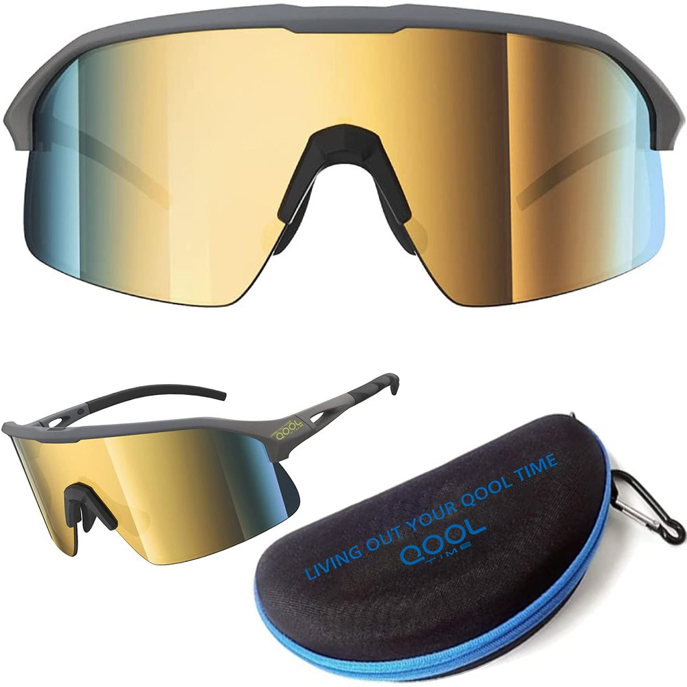 Living out your qool time Polarized Wrap Around shield cycling Sunglasses Men Women Golfing ski Triathlon Volleyball Running Baseball Padel Tennis 118