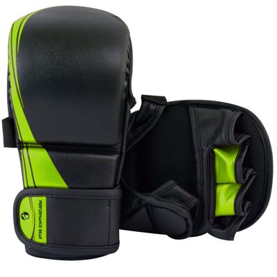 Ultimate - Performance Series - MMA Sparring Shooter Gloves - MMA Boxing Muay Thai Training Bag Work (XS/CH, Black / Green)
