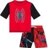 Marvel Boys Rash Guard Set - 2 Piece Spiderman Spidey & His Amazing Friends UPF50+ Swim Shirt & Swim Trunks for Boys (2T-12), Size 10-12, Red/Black Spider- Man view 1