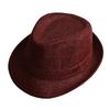Queenbox Child Linen Fedora Hat Boy Girl Jazz Cap Kids Straw Sun Cowboy Hat Red view 1