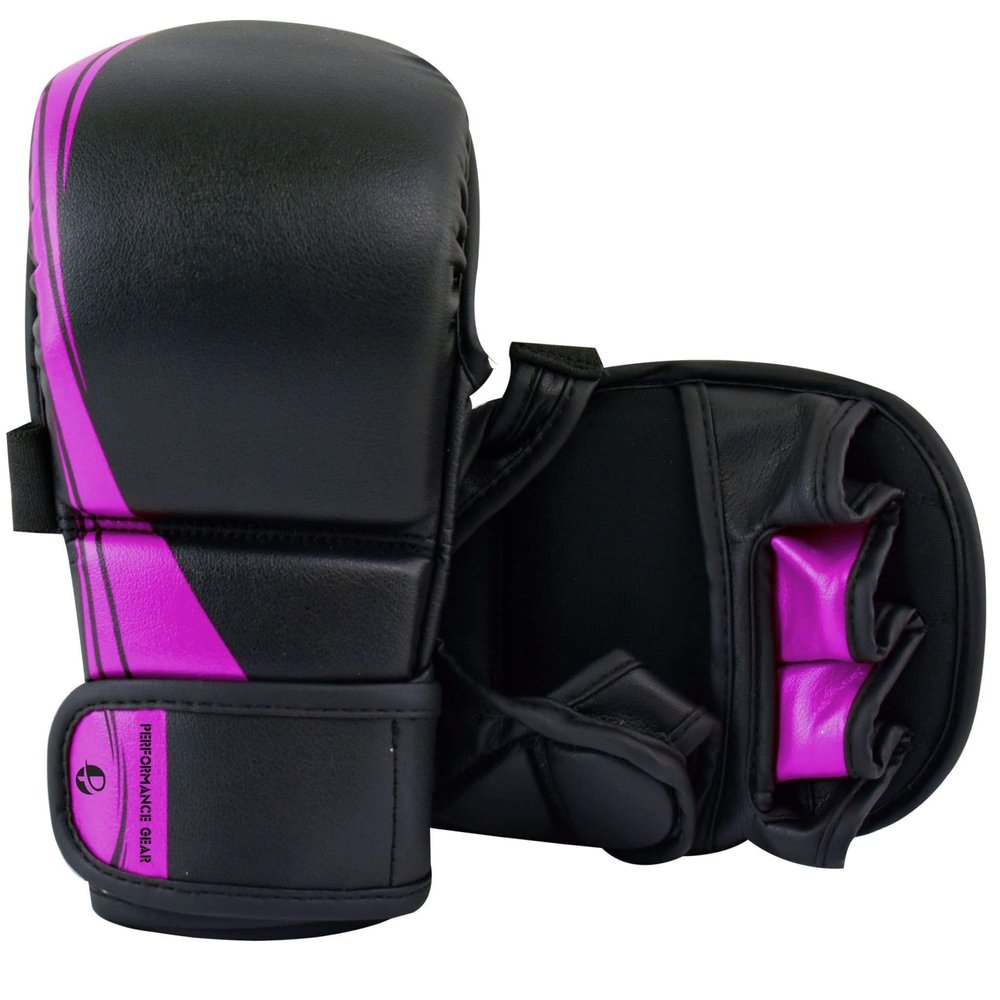 Ultimate - Performance Series - MMA Sparring Shooter Gloves - MMA Boxing Muay Thai Training Bag Work (S/M, Black / Purple)
